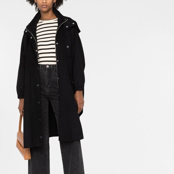 Maje Gape Oversized Hooded woven Coat - Picture 2 of 14